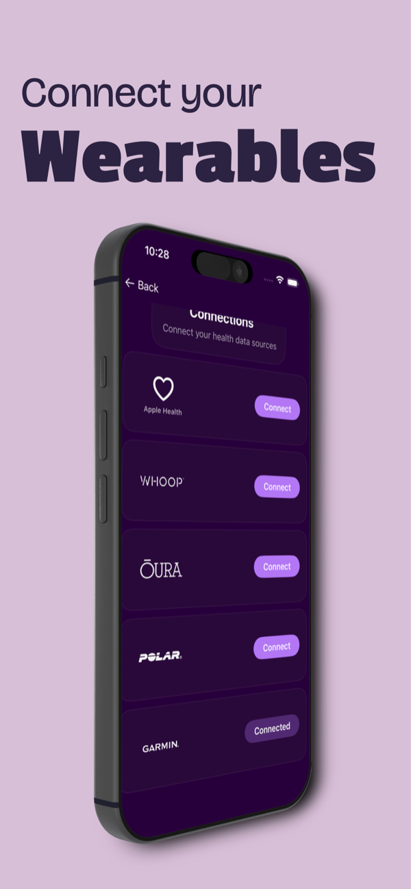 Connect your wearables: Apple Health, WHOOP, Oura, Polar, Garmin